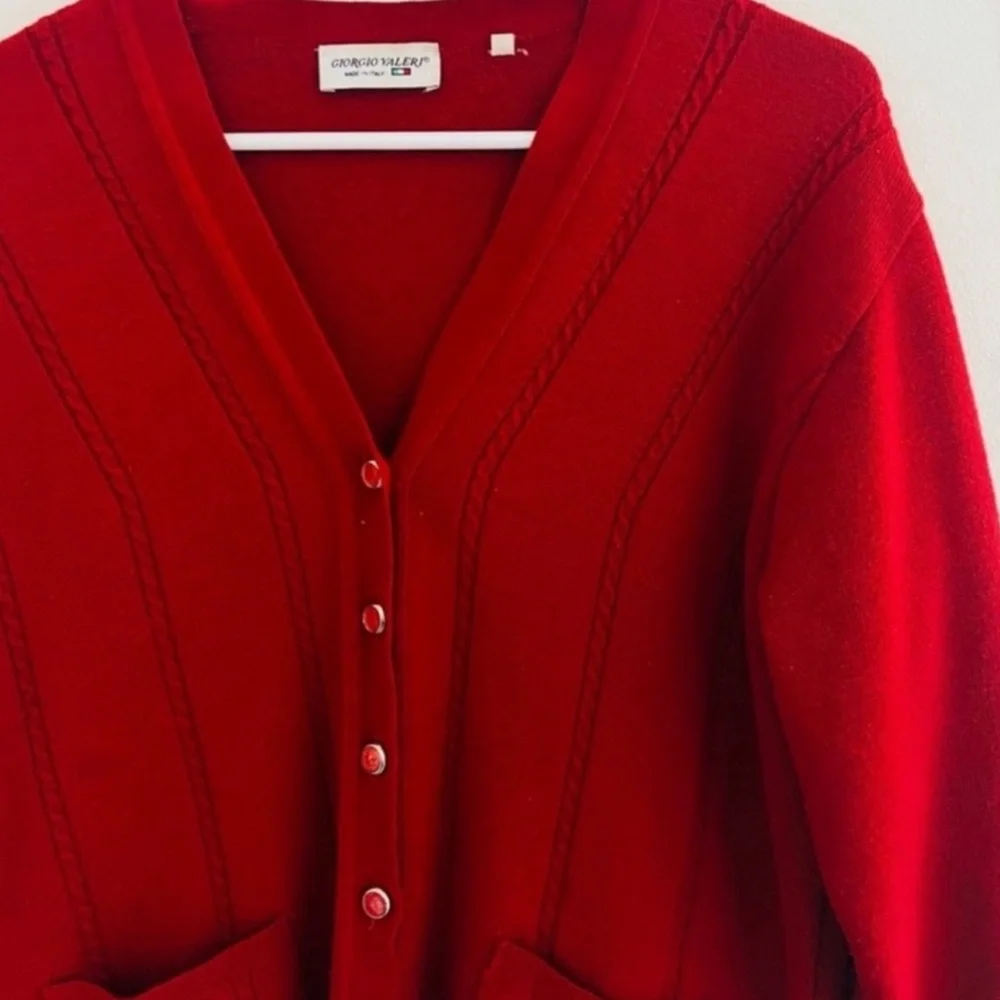 Vintage 80s Giorgio Valeri Made In Italy Red Knit Cardigan Medium